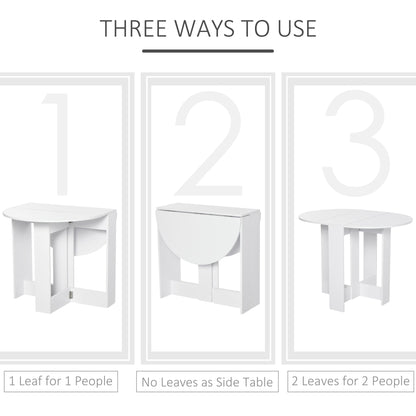 HOMCOM Space-saving Drop Leaf Table, Folding Dining Table for Small Space, Kitchen, Dining Room, White