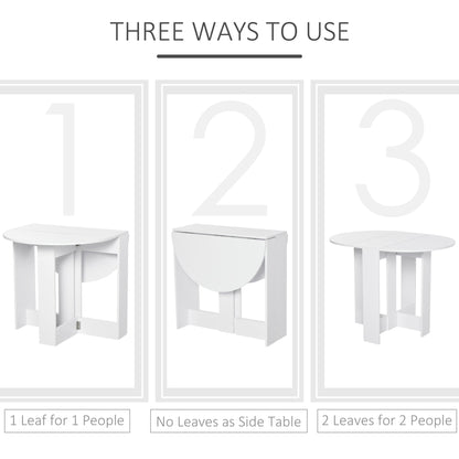 HOMCOM Space-saving Drop Leaf Table, Folding Dining Table for Small Space, Kitchen, Dining Room, White
