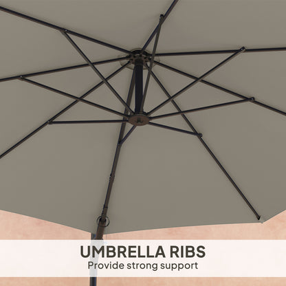 Outsunny 3(m) Parasol ścienny z uchwytem - jasnoszary
