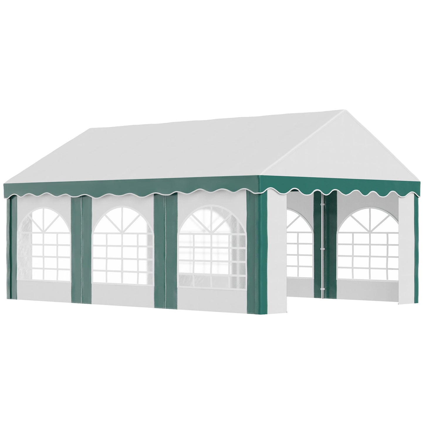 6 x 4m Garden Gazebo with Sides, Galvanised Marquee Party Tent with Six Windows and Double Doors, for Parties, Wedding and Events