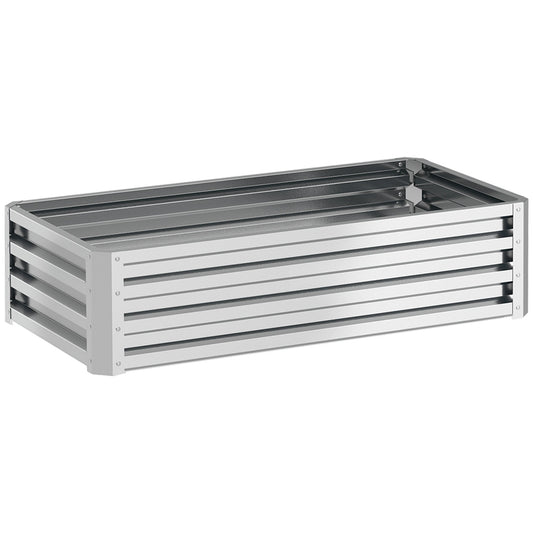 Outsunny Raised Beds for Garden, Galvanized Outdoor Planters, for Herbs and Vegetables, Use for Patio, Backyard, Balcony, Silver