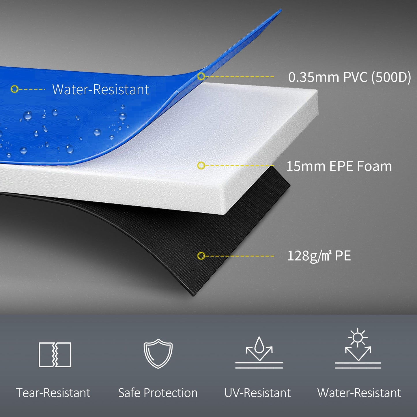 HOMCOM 12FT Replacement Trampoline Pad Thick Foam Safety Ã366cm Spring Cover Bounce Padding - Multi Coloured