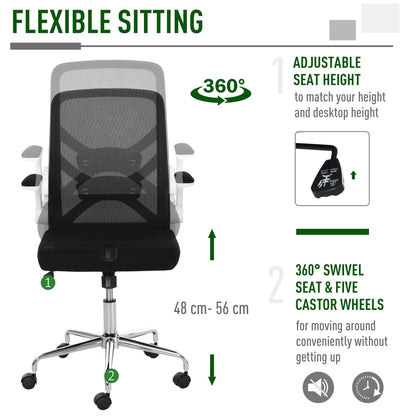 Vinsetto Office Chair with Folding Back Mesh Swivel High Back Chair Adjustable Height