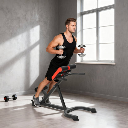 SPORTNOW 45-Degree Hyperextension Roman Chair, 5-Level Adjustable Back Extension Bench, Heavy-Duty Home Gym Equipment, Red