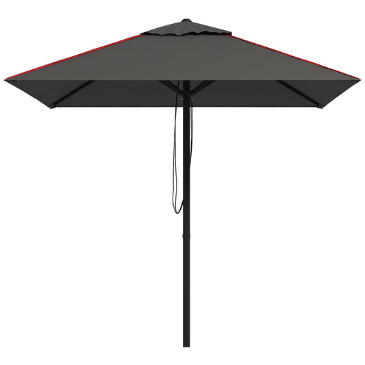 Outsunny Patio Parasol Umbrella with Vent, Garden Market Table Umbrella Sun Shade Canopy with Piping Side, Grey