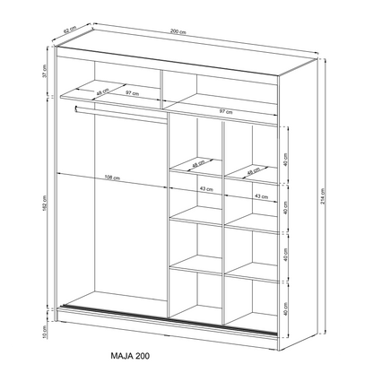 Maja II Sliding Door Wardrobe 200cm