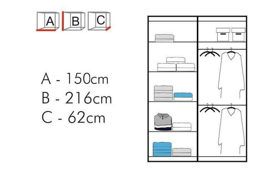 Bartholomew Mirrored Sliding Wardrobe - Grey