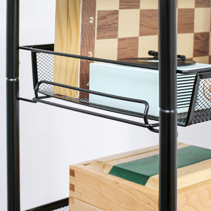 Wózek do przechowywania HOMCOM Five-Steel Mesh Basket z kółkami - czarny
