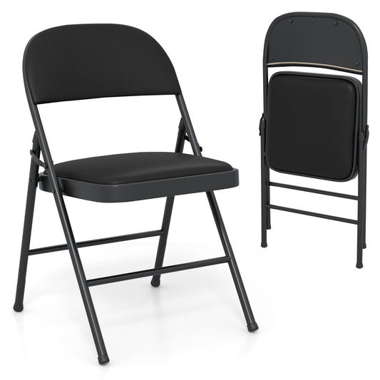 Padded Party Chairs with Metal Frame for Indoor Outdoor Use-Black