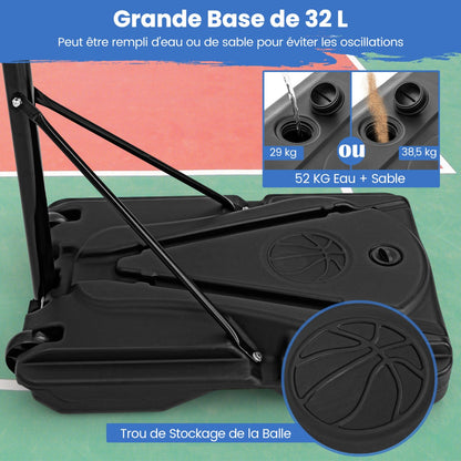 Height-Adjustable Basketball Hoop with Built-In Wheels and Fillable Base