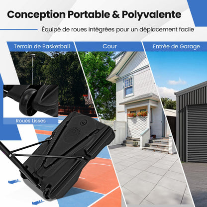 Height-Adjustable Basketball Hoop with Built-In Wheels and Fillable Base