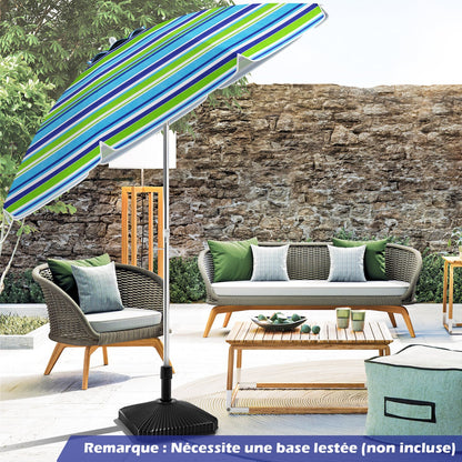 198cm Beach Umbrella with Push Button Tilt Sand Anchor Carry Bag Windproof Sun Shelter Green