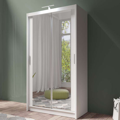 White Full Mirrored Sliding Door Wardrobe 120cm – ALDRIDGE