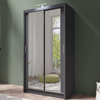 Graphite Full Mirrored Sliding Door Wardrobe 120cm – ALDRIDGE