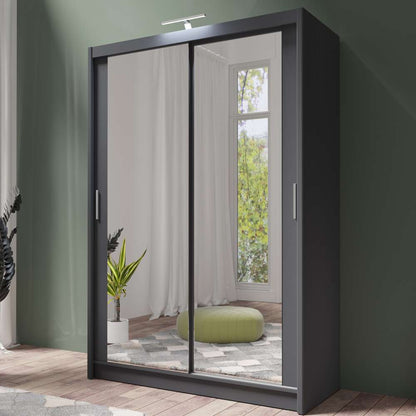 Graphite Full Mirrored Sliding Door Wardrobe 150cm – ALDRIDGE
