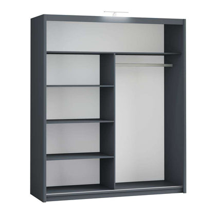 Graphite Full Mirrored Sliding Door Wardrobe 180cm – ALDRIDGE