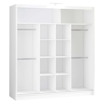 White Full Mirrored Sliding Door Wardrobe 203cm – ALDRIDGE