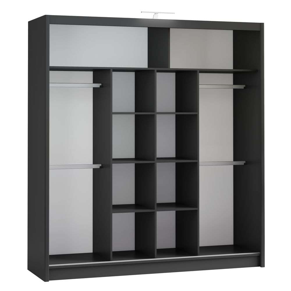 Black Full Mirrored Sliding Door Wardrobe 203cm – ALDRIDGE