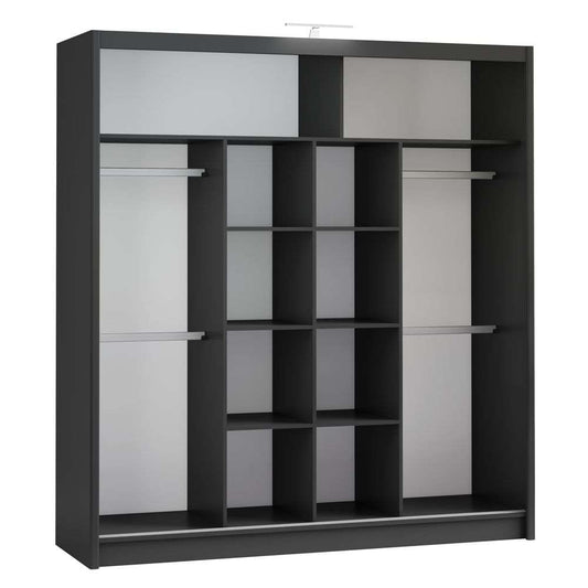 Black Full Mirrored Sliding Door Wardrobe 203cm – ALDRIDGE