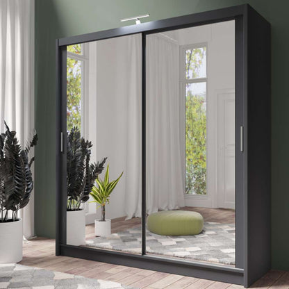 Graphite Full Mirrored Sliding Door Wardrobe 203cm – ALDRIDGE