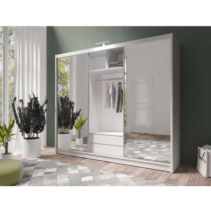 White Full Mirrored Sliding Door Wardrobe 250cm – ALDRIDGE