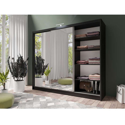 Black Full Mirrored Sliding Door Wardrobe 250cm – ALDRIDGE