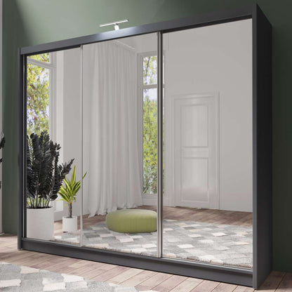 Graphite Full Mirrored Sliding Door Wardrobe 250cm – ALDRIDGE