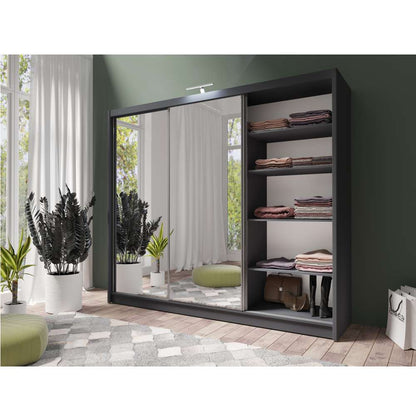 Graphite Full Mirrored Sliding Door Wardrobe 250cm – ALDRIDGE