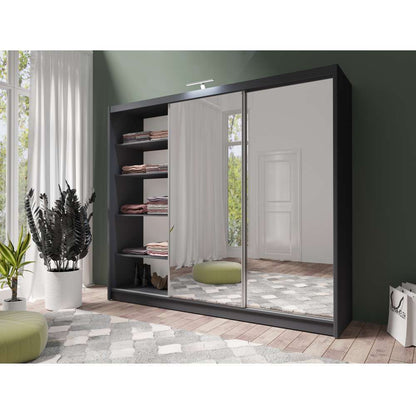Graphite Full Mirrored Sliding Door Wardrobe 250cm – ALDRIDGE