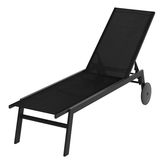 Patio Chaise Lounge Chair in Black