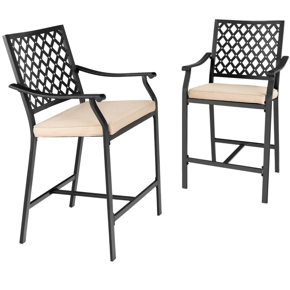 Patio Bar Stools Set of 2 Outdoor Bar Height Chairs