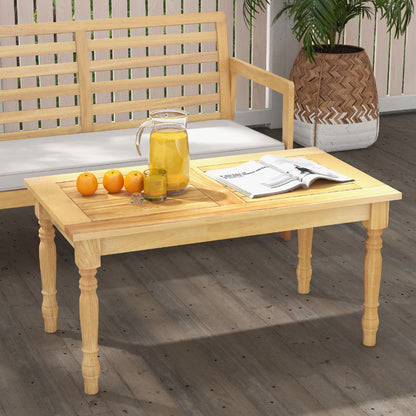 Patio Coffee Table with Solid Teak Wood Structure