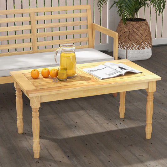 Patio Coffee Table with Solid Teak Wood Structure