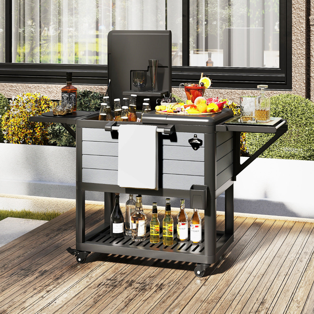 Patio Rolling Cooler Cart on Wheels for Yard Party Pool Deck
