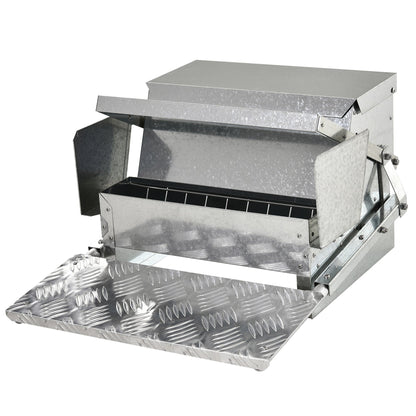 PawHut 11.5KG Automatic Chicken Poultry Feeder Rat Proof Treadle Self Opening in Silver