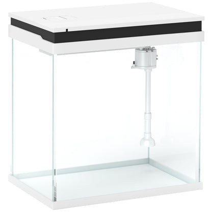 PawHut 14L Glass Fish Tank With Filter System, LED Lights, Water Pump, White