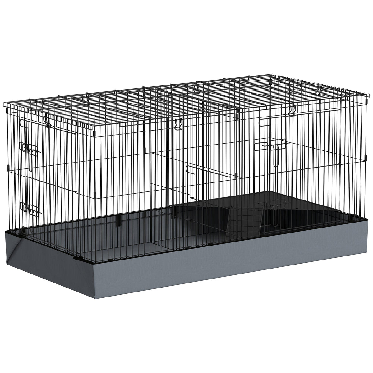 PawHut 2 in 1 Guinea Pig Cage in Black