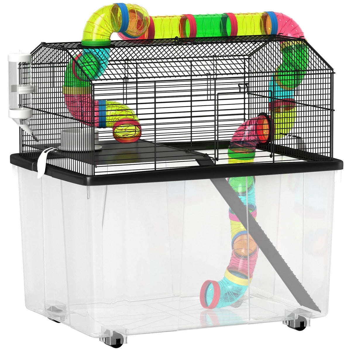 PawHut Two-Tier Hamster Cage with 31cm Deep Tray in Multi Colour