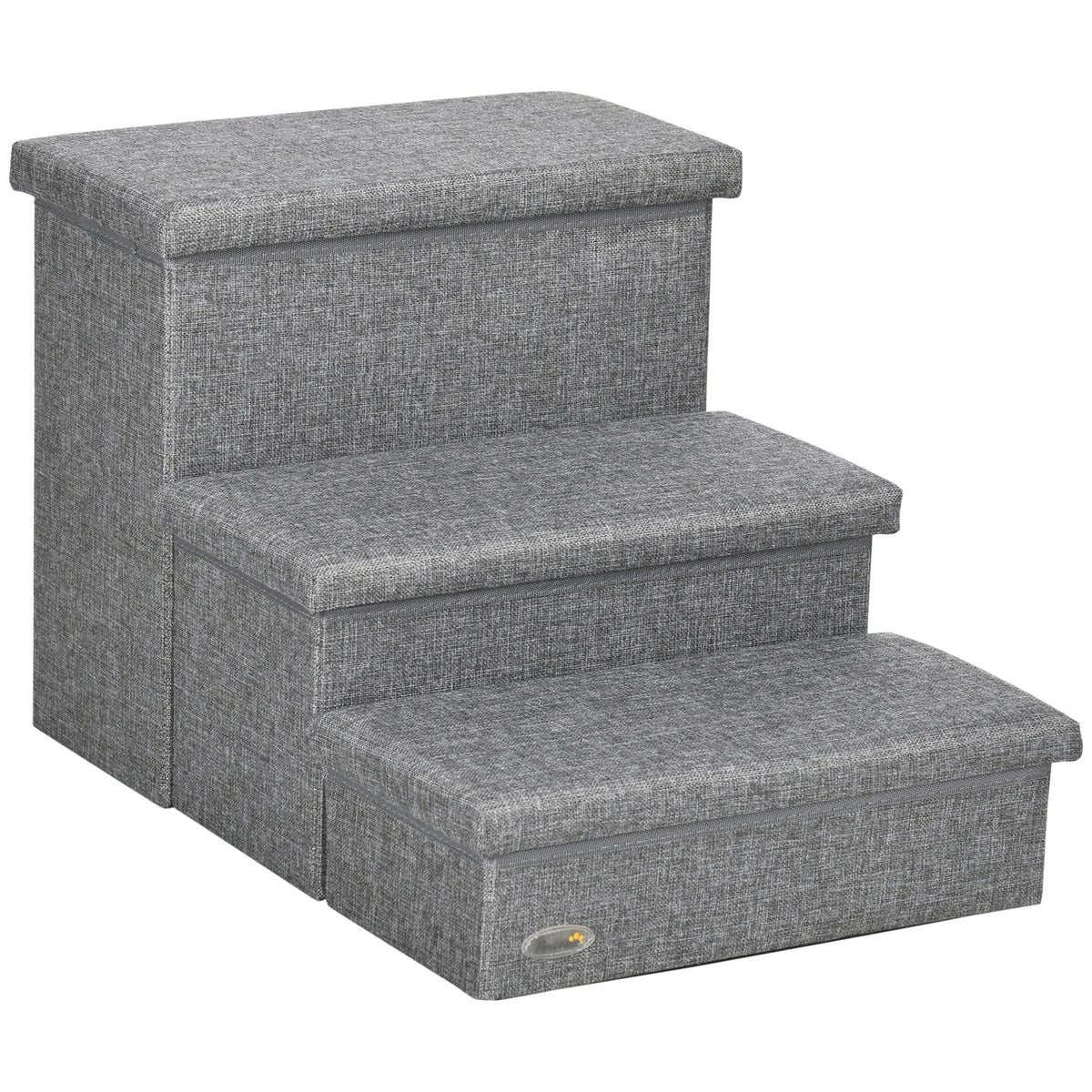 PawHut 3 Steps Pet Stairs in Light Grey