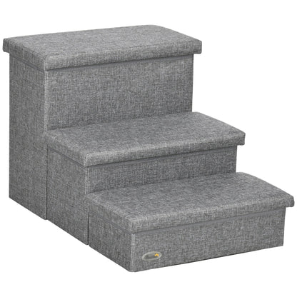 PawHut 3 Steps Pet Stairs in Light Grey
