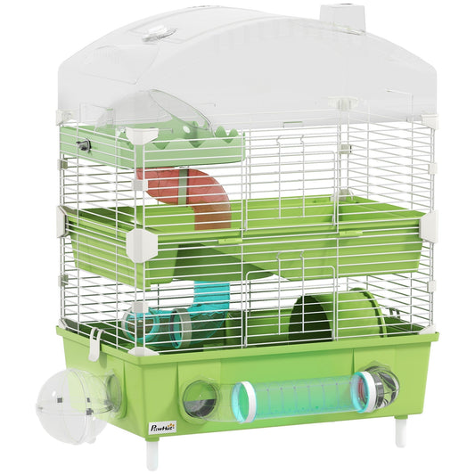 PawHut 3-Tier Hamster Cage with Transparent Top in Green