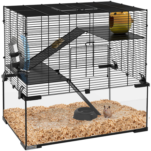 PawHut 3 Tiers Hamster Cage in Black