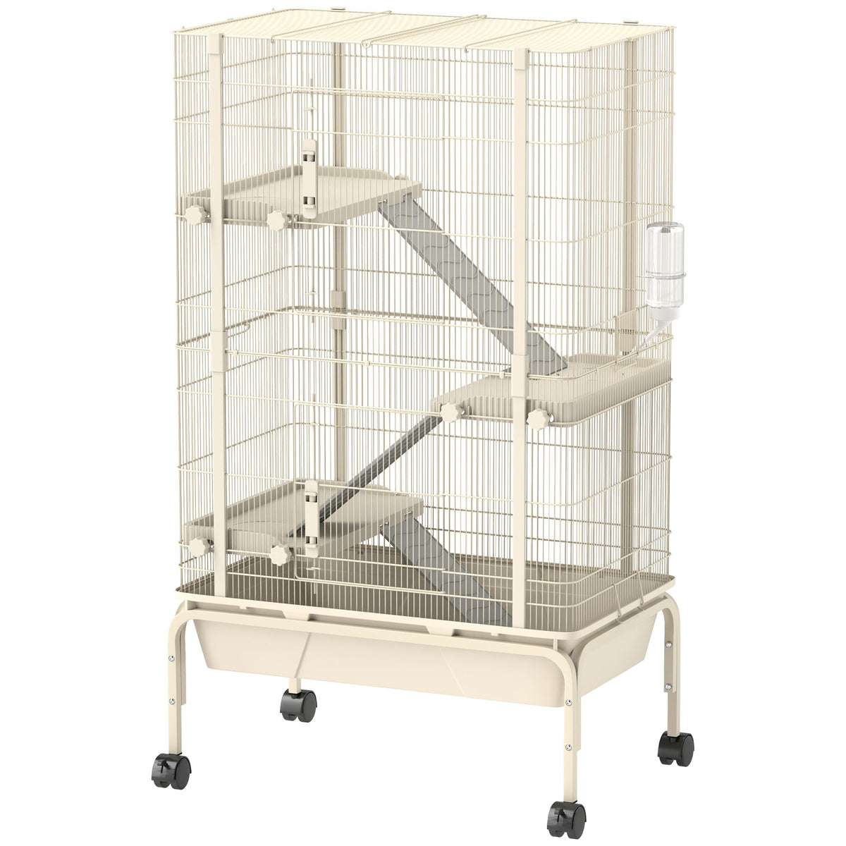 PawHut 4-Level Rolling Small Animal Cage in Beige