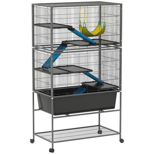 PawHut 5 Levels Rolling Small Animal Cage in Dark Grey