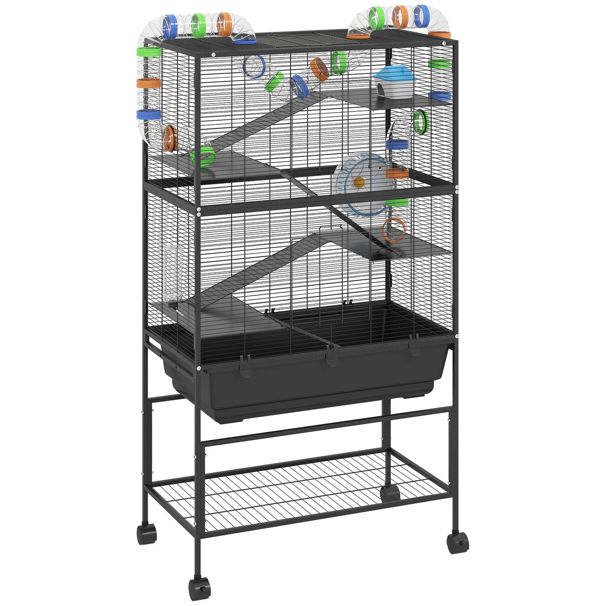 PawHut 5 Tier Large Hamster Cage on Wheels in Black