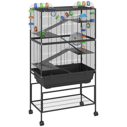 PawHut 5 Tier Large Hamster Cage on Wheels in Black