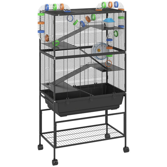 PawHut 5 Tier Large Hamster Cage on Wheels in Black