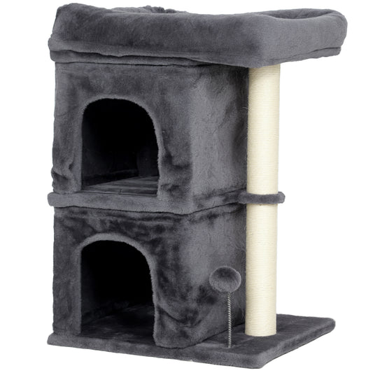PawHut 66 cm Small Cat Tree for Large Cats in Dark Grey