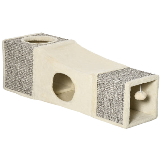 PawHut Cat Tunnel in Cream White