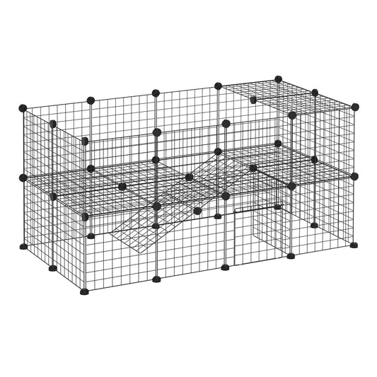 PawHut DIY Pet Playpen Metal Wire Fence in Black